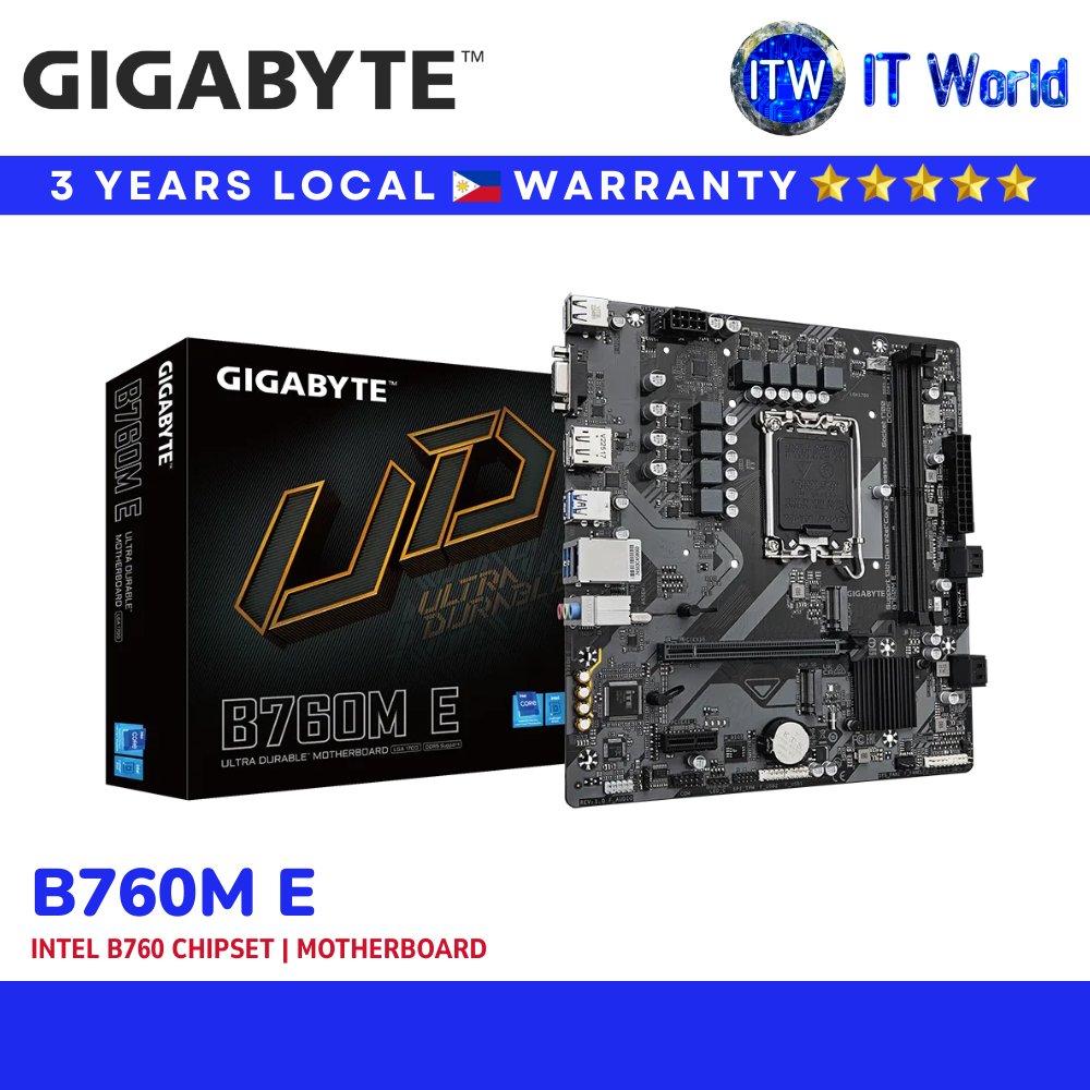 Gigabyte B760M E Motherboard | Intel LGA1700 / DDR5 / PCIe 4.0 / Dual M.2 / mATX | itw