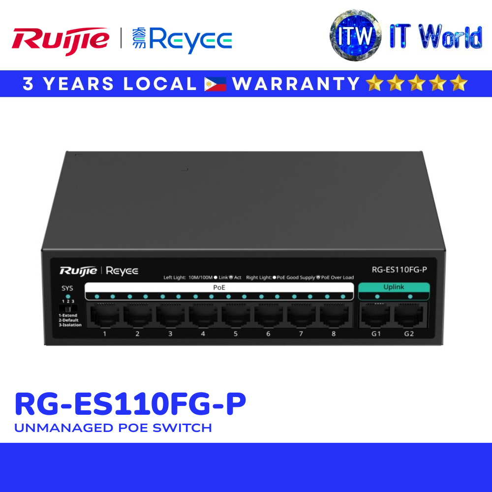 Ruijie RG-ES110FG-P 8 Port Gigabit PoE Switch Unmanaged PoE Switch (RG-ES110FG-P) | itw