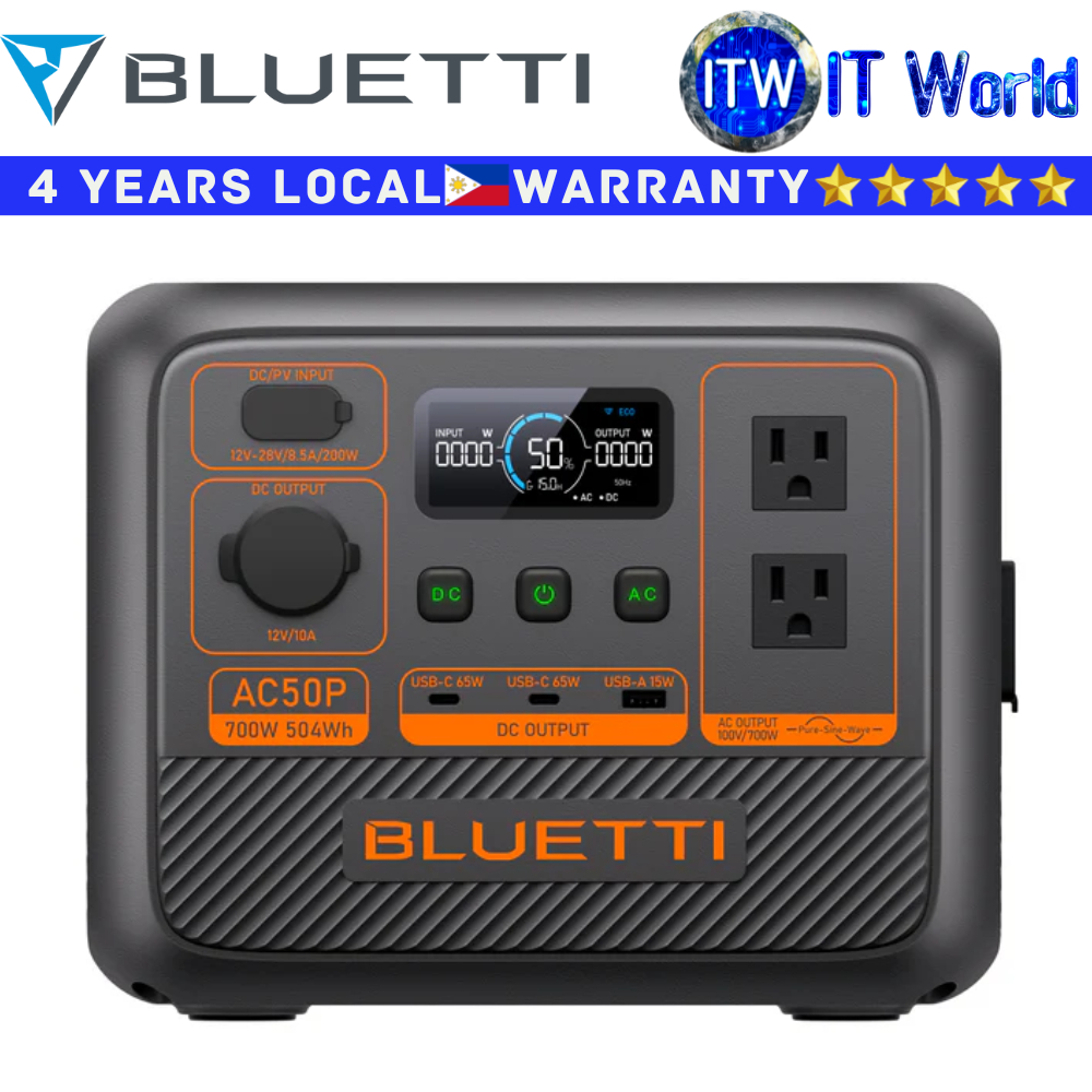 Itw | Bluetti Portable Power Station AC50P 700W 540Wh Realiable Powerhouse LiFePO4 Battery