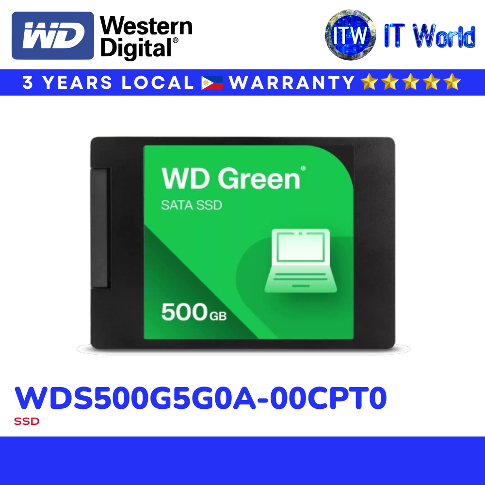 Western Digital WD Green 500GB 2.5" SATA Internal SSD for Laptop & Desktop WDS500G5G0A-00CPT0 itw