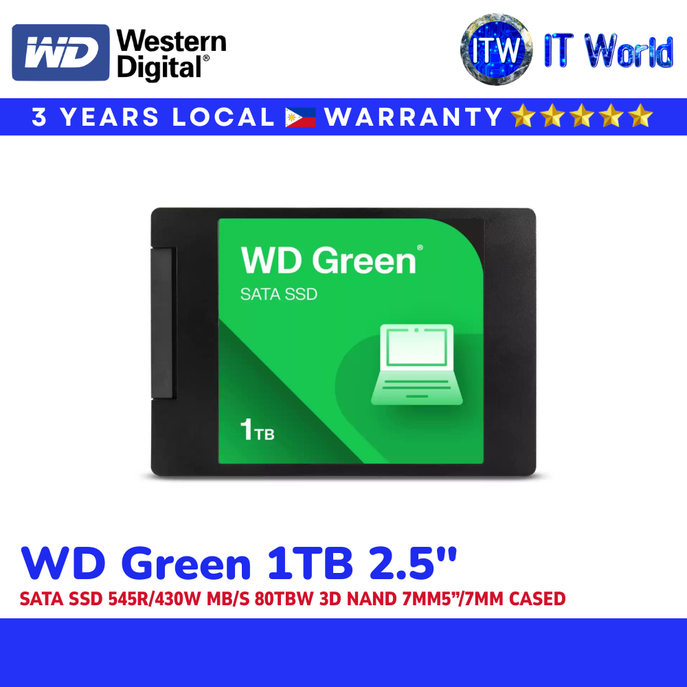 Western Digital WD Green 1TB SATA 2.5” Internal SSD for Laptop & Desktop WDS100T5G0A-00CPT0 itw
