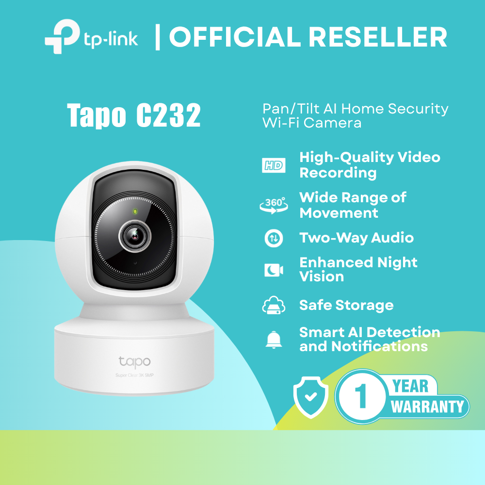 TP-Link Tapo C232 3K 5MP Pan/Tilt AI Wi-Fi Home Security Camera / Night Vision / Smart Alerts | itw
