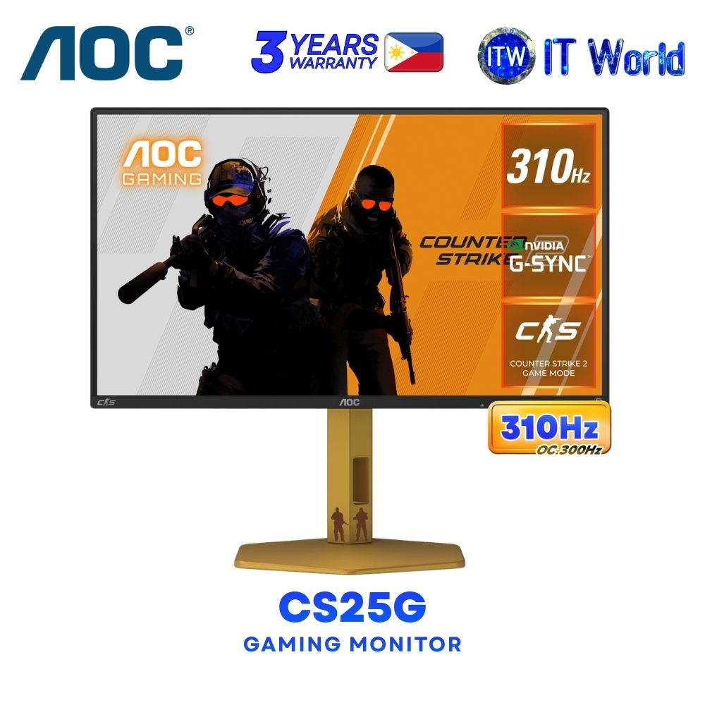 AOC CS25G - 24.5" 1920x1080 FHD / 310Hz (300Hz OC) / Fast IPS / 1ms GTG, 0.3ms MPRT Gaming Monitor