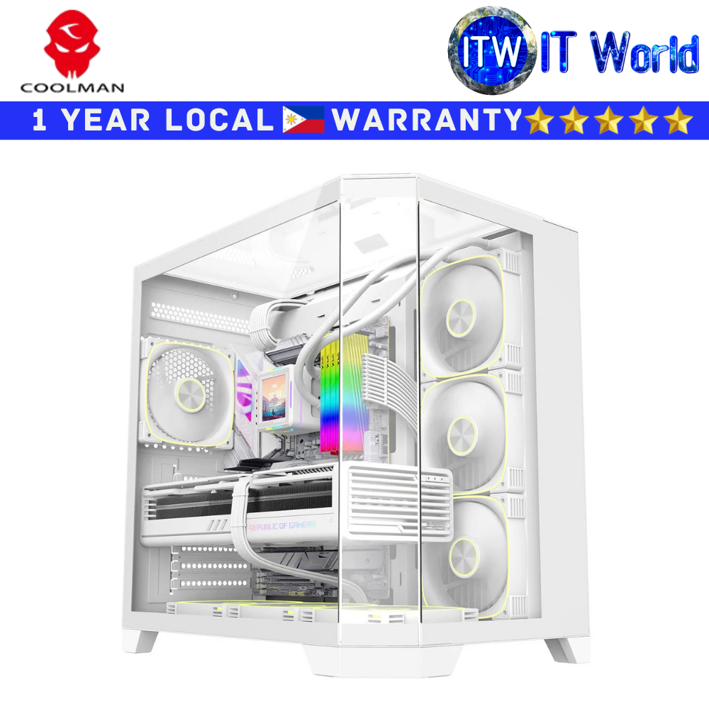 Coolman Zentra Luxe ATX Vision Tempered Glass Computer PC Case (Black | White) | itw