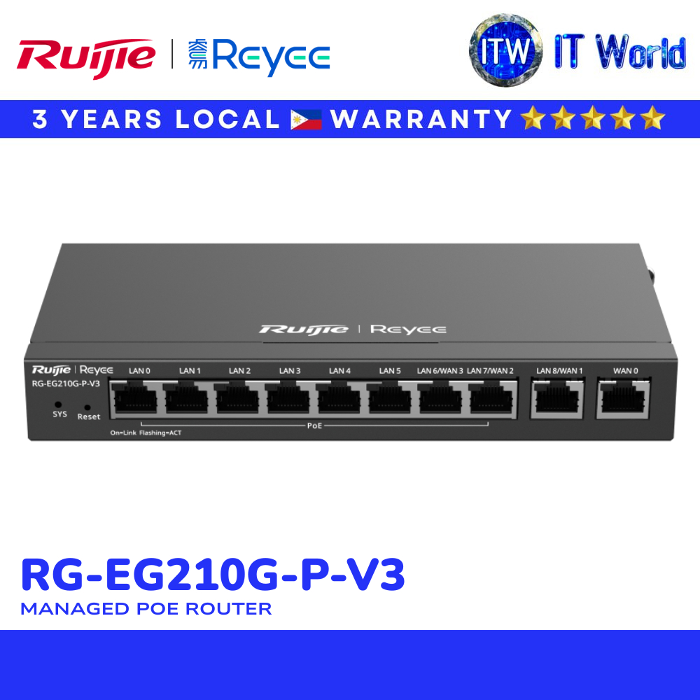 Ruijie Reyee RG-EG210G-P-V3 10-Port Gigabit Cloud Managed PoE Router (RG-EG210G-P-V3) | itw