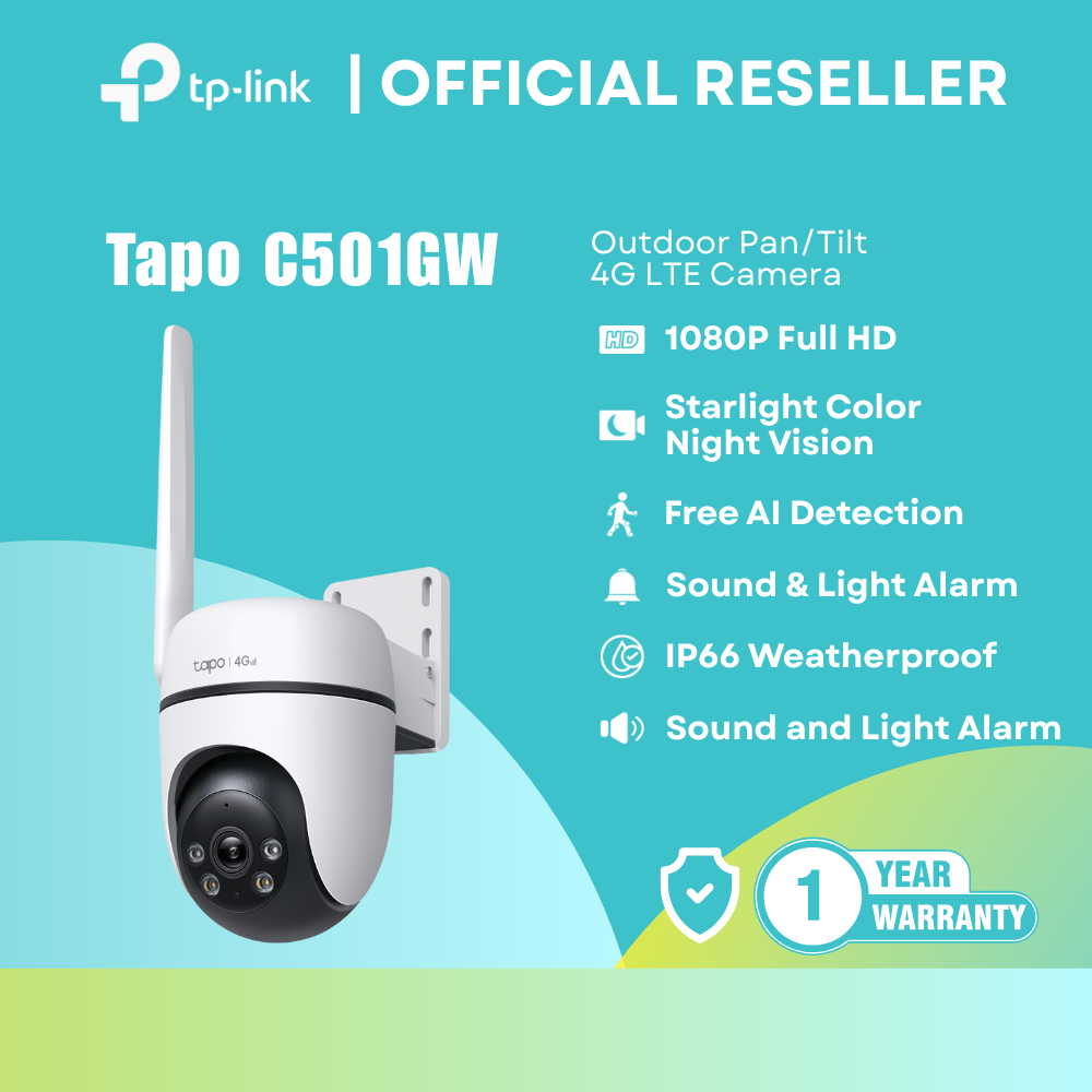 TP-Link Tapo C501GW | Outdoor Pan/Tilt 4G LTE Camera / 1080P FHD / Color Night Vision / AI Detect | itw