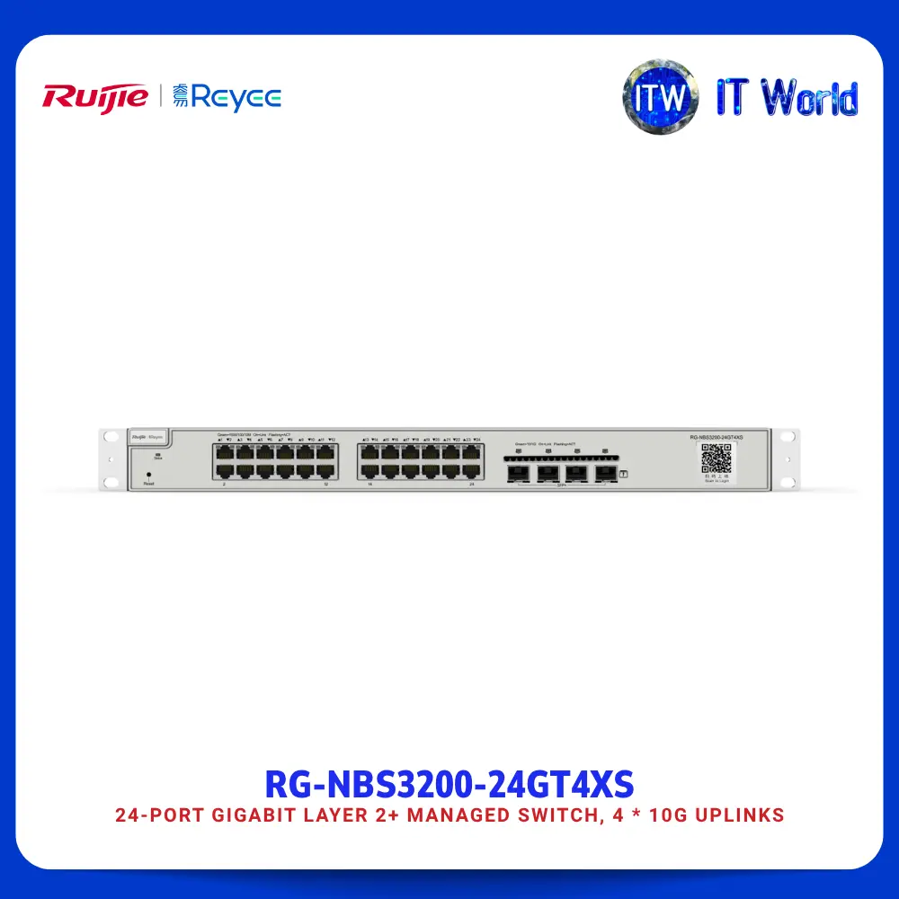 Ruijie RG-NBS3200-24GT4XS | RG-NBS3200-24GT4XS-P 24-port Gigabit Managed PoE / Non-PoE Switch | itw