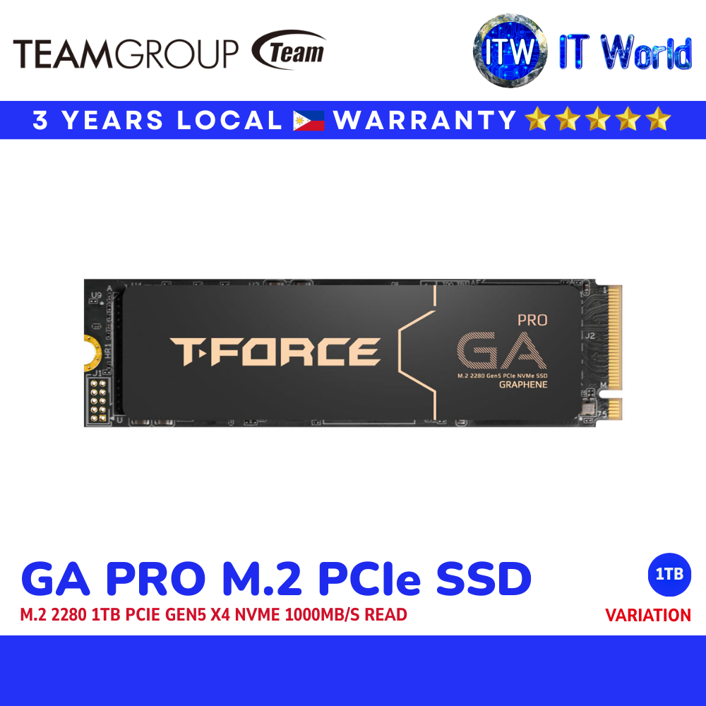 TeamGroup T-Force GA Pro M.2 PCIe Gen5 NVMe SSD 1TB | 10,000MB/s Read / Graphene Heat Sink | itw