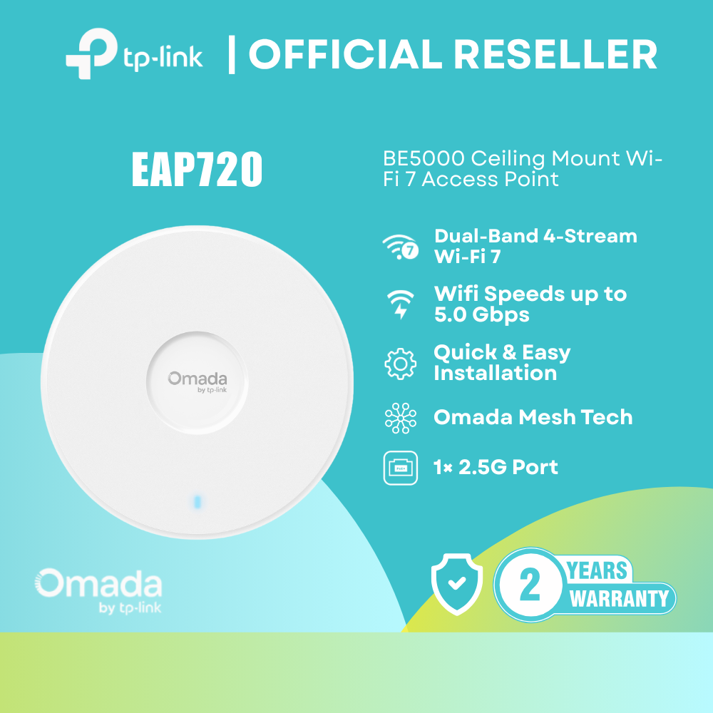 TP-Link EAP720 BE5000 | Wi-Fi 7 Ceiling Mount Access Point / Dual-Band 5.0Gbps / Omada SDN | itw