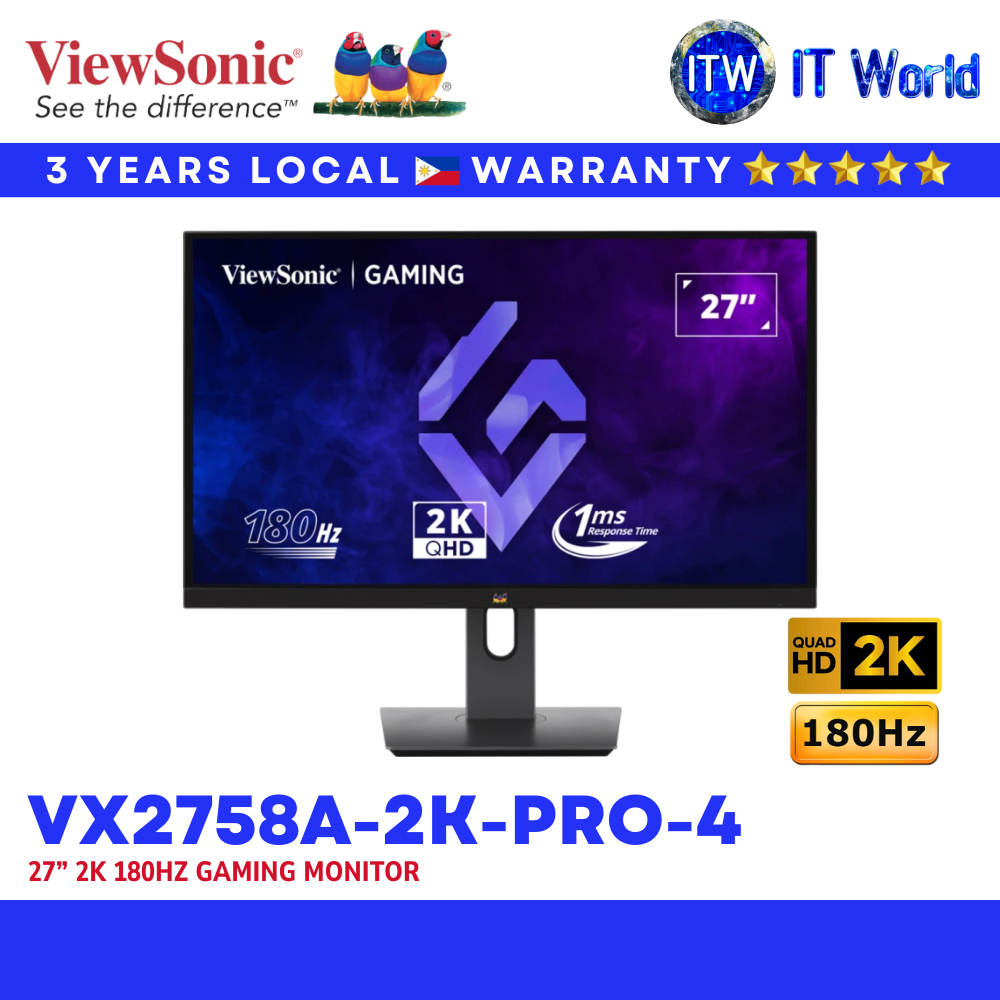 ViewSonic VX2758A-2K-PRO-4 | 27” 180Hz / 2560x1440 QHD / 1ms / FreeSync Gaming Monitor