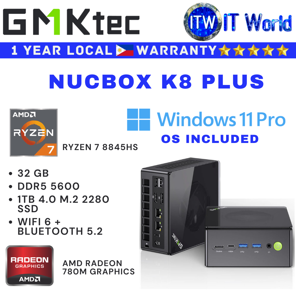 GMKtec Mini PC All in One Desktop Nucbox AMD Ryzen 7 8845HS (GMK-K8+/8845HS/32/1TB/BK) | itw