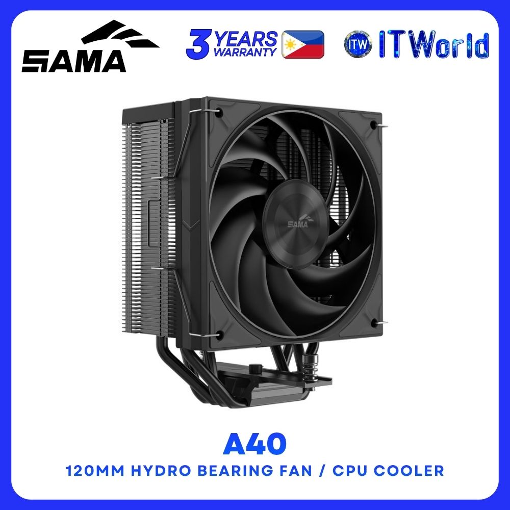 SAMA A40 CPU Cooler - 240W TDP / 120mm Hydro Bearing Fan / Intel & AMD Support A40-BKWNNXOX-G