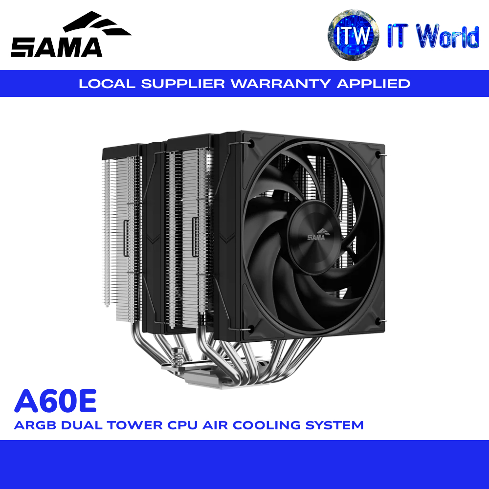 SAMA A60E Cooling Fan Dual Tower 6 Heatpipes Dual 120mm (A60-XXWNNXOX-G)