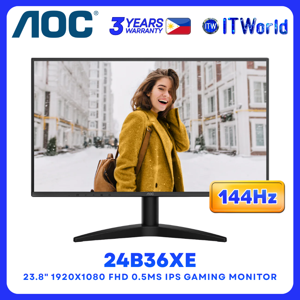 AOC 24B36XE/71 23.8" 1920x1080 FHD 144Hz IPS Gaming Monitor 0.5ms MPRT Adaptive Sync Tilt