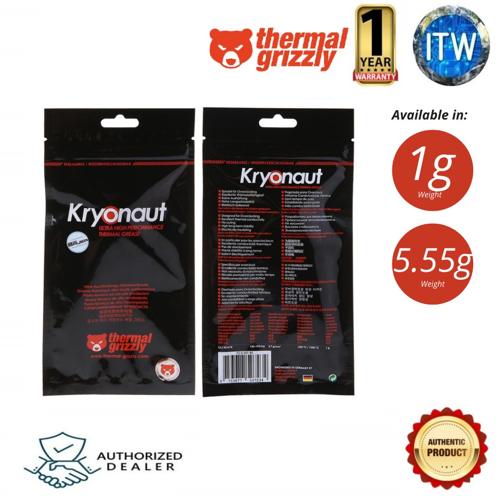 Thermal Grizzly Kryonaut Ultra High-Performance Thermal Paste 1g (TG-K-001-RS)