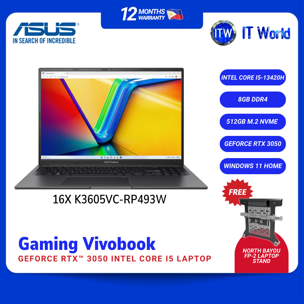 ASUS Gaming Vivobook 16X K3605VC-RP493W | i5-13420H / RTX 3050 / 8GB / 512GB SSD / 16” 144Hz | itw