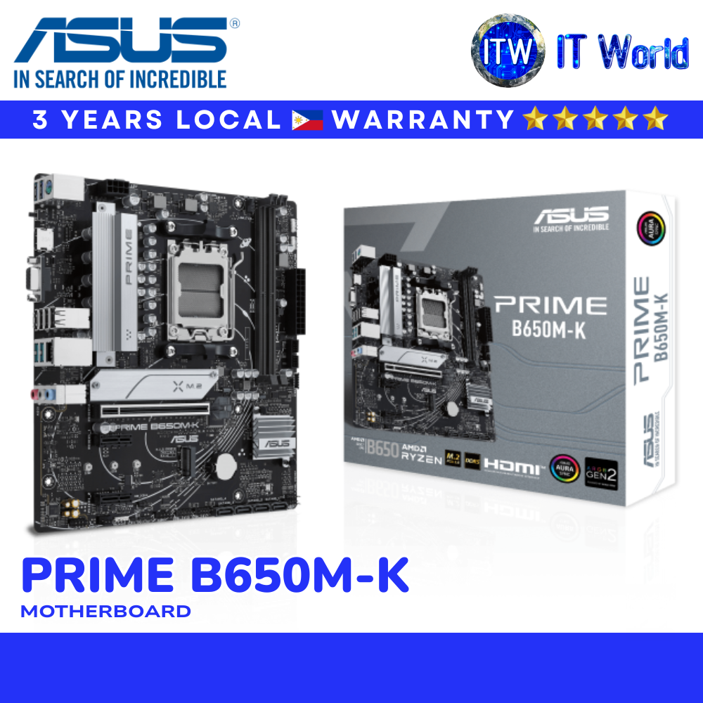 ASUS Motherboard PRIME B650M-K AM5 DDR5 PCIe 5.0 2.5GbE Micro-ATX 