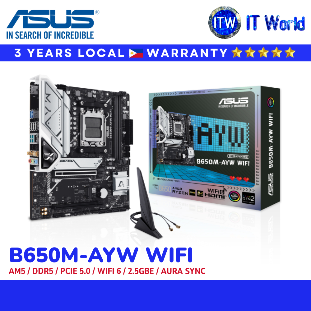 ASUS B650M-AYW WIFI Motherboard AM5 DDR5 PCIe 5.0  WiFi 6 2.5GbE Aura Sync