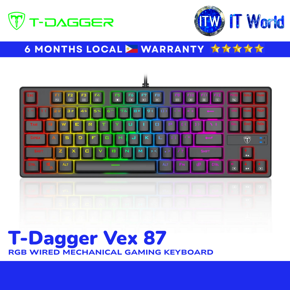 T-Dagger Vex 87 TKL RGB Wired Mechanical Gaming Keyboard (T-TGK332-BL) | itw