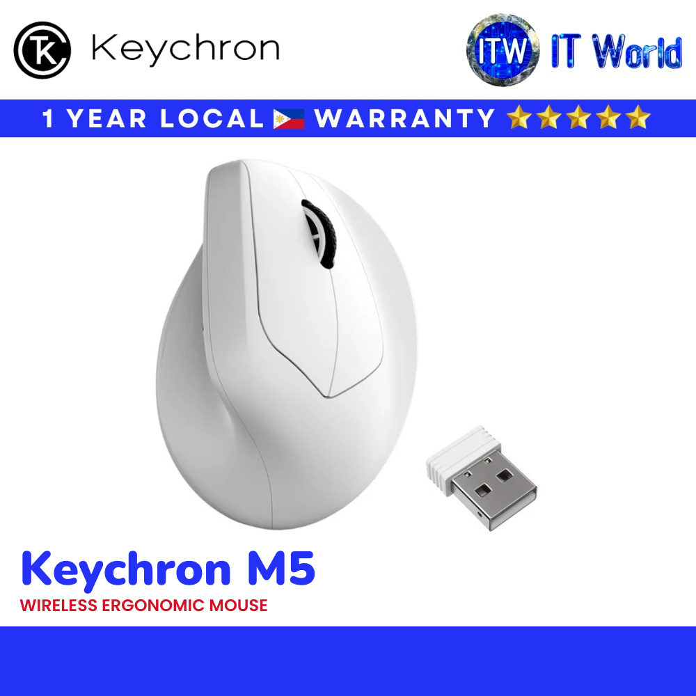 Keychron M5 Wireless Ergonomic Mouse White (M5-A24) | itw