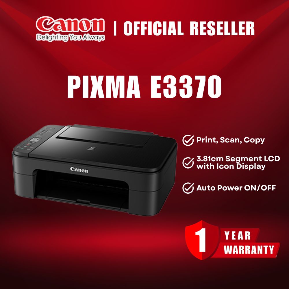 Canon Pixma E3370 Compact Wireless All-in-One with LCD for Low-Cost Printing Inkjet Printer