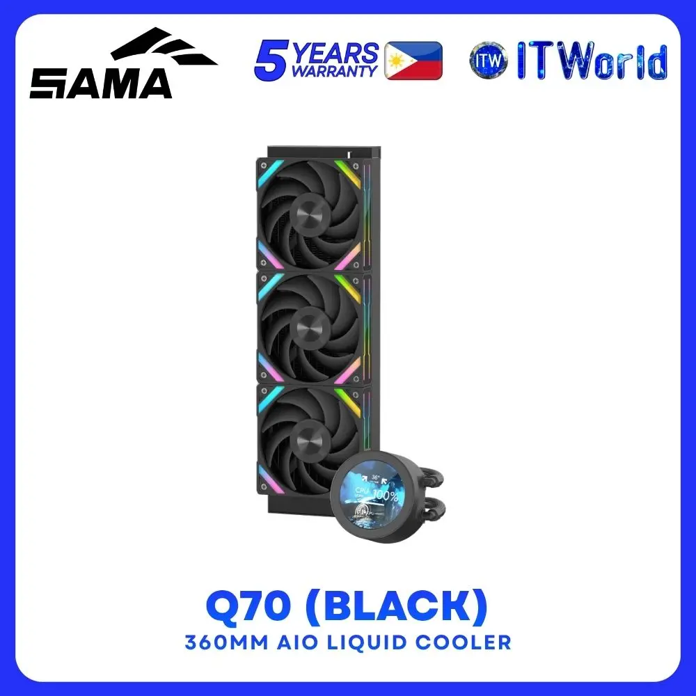 SAMA Q70 360mm AIO Liquid Cooler - Detachable LCD Screen / ARGB / Triple 120mm Hydraulic FDB Fans