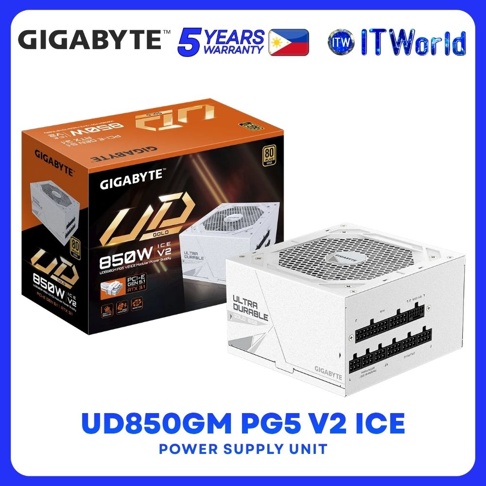 Gigabyte UD850GM PG5 V2 Ice 850W 80+ Gold Fully Modular Power Supply Unit GP-UD850GM-PG5-ICE