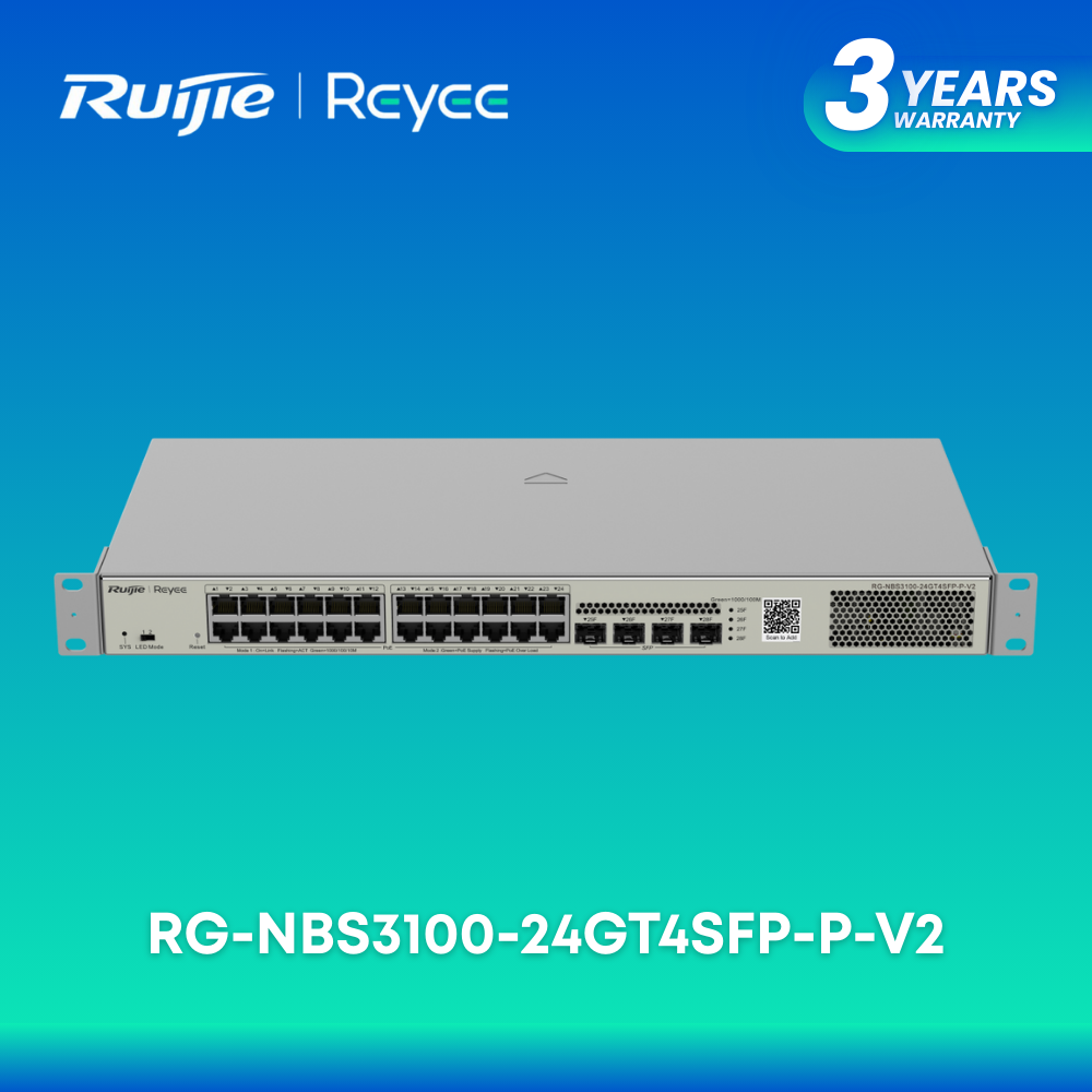 Ruijie RG-NBS3100-24GT4SFP-P-V2 28-Port Gigabit Layer 2 Cloud Managed PoE Switch