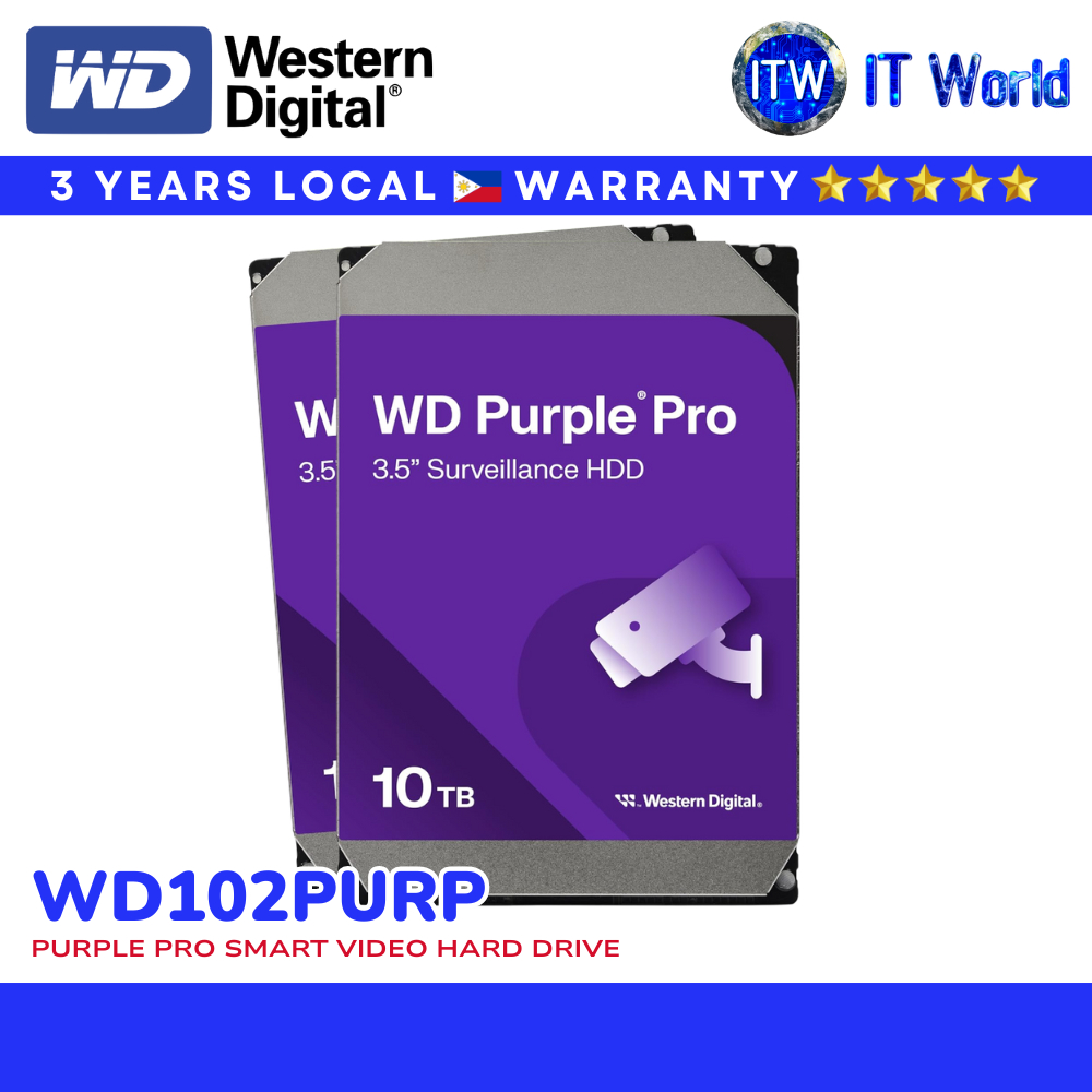 Western Digital 10TB SATA 3.5" Purple Pro Smart Video HDD (WD102PURP) | itw
