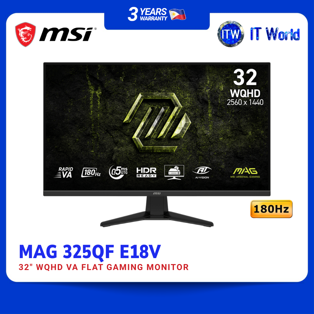 MSI MAG 325QF E18V 32" VA Flat, 180Hz 0.5ms, 2560x1440 WQHD, Desktop Gaming Monitor itw