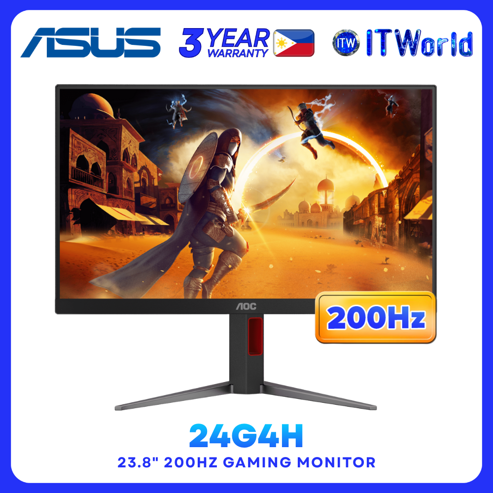 AOC 24G4H 23.8" - 1920×1080 FHD / FHD / 200Hz / 0.3ms MPRT / HDR10 / Adaptive Sync Gaming Monitor