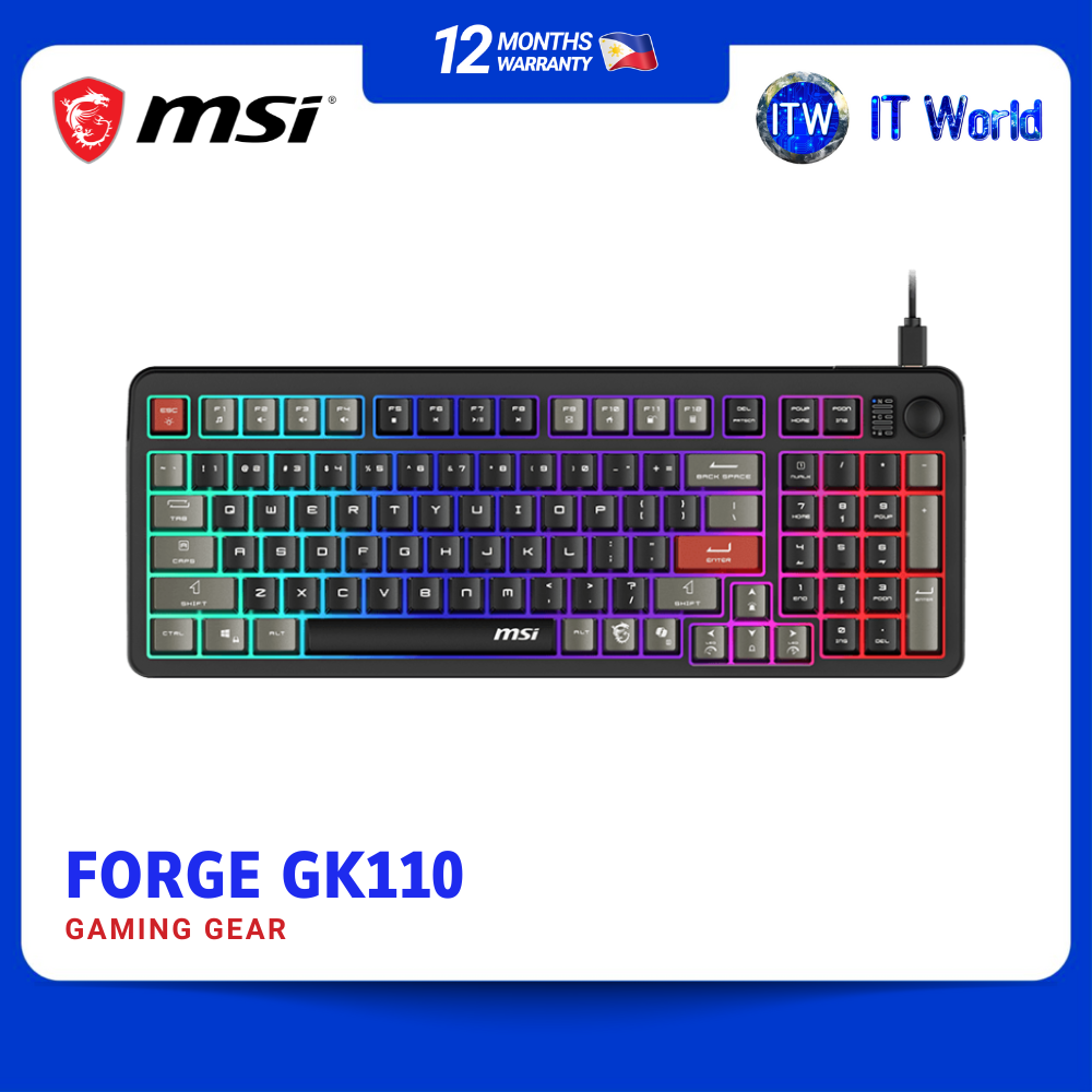 MSI Forge GK110 RGB, Membrane, USB Gaming Desktop Keyboard itw
