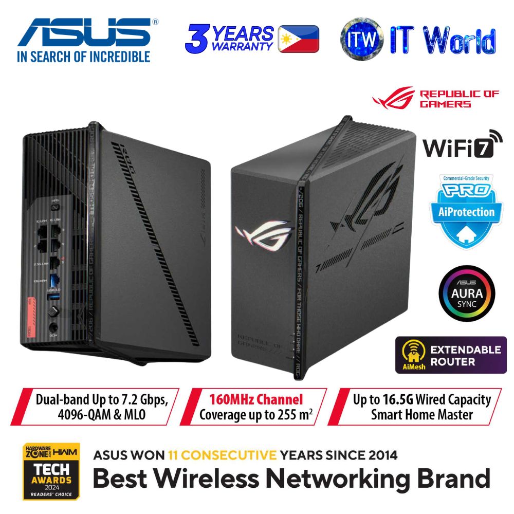 ASUS ROG Strix GS-BE7200X 10G Port Aura RGB Dual-Band WiFi 7 AiMesh Support Gaming Router