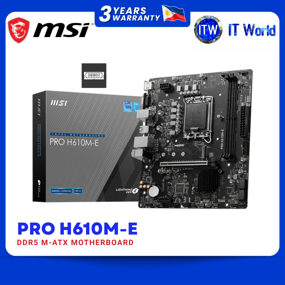 MSI PRO H610M-E Motherboard Intel Core 14th/12th/13th Gen Support DDR5 M-ATX PCIe 4.0 itwPRO H610M-E 