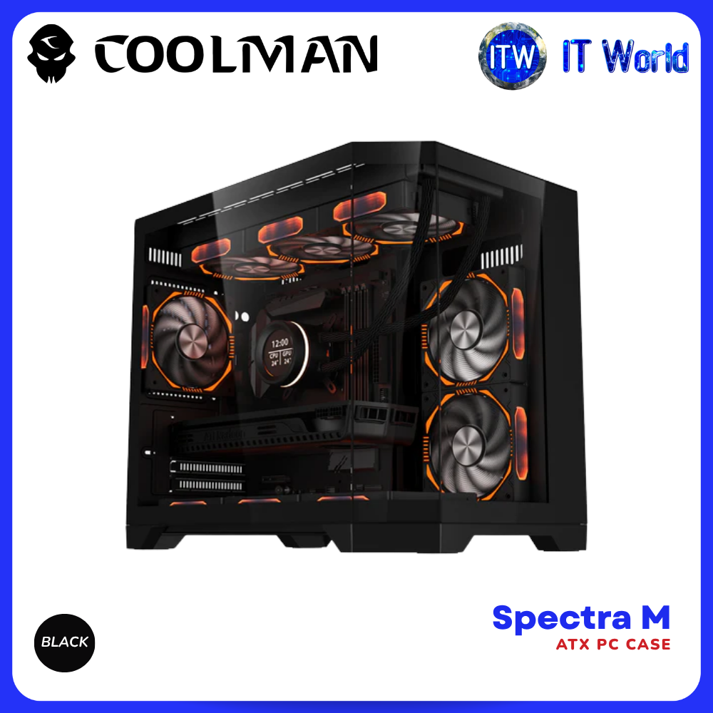Coolman Spectra M ATX Dual Chamber Case with LCD Display (Black/White)