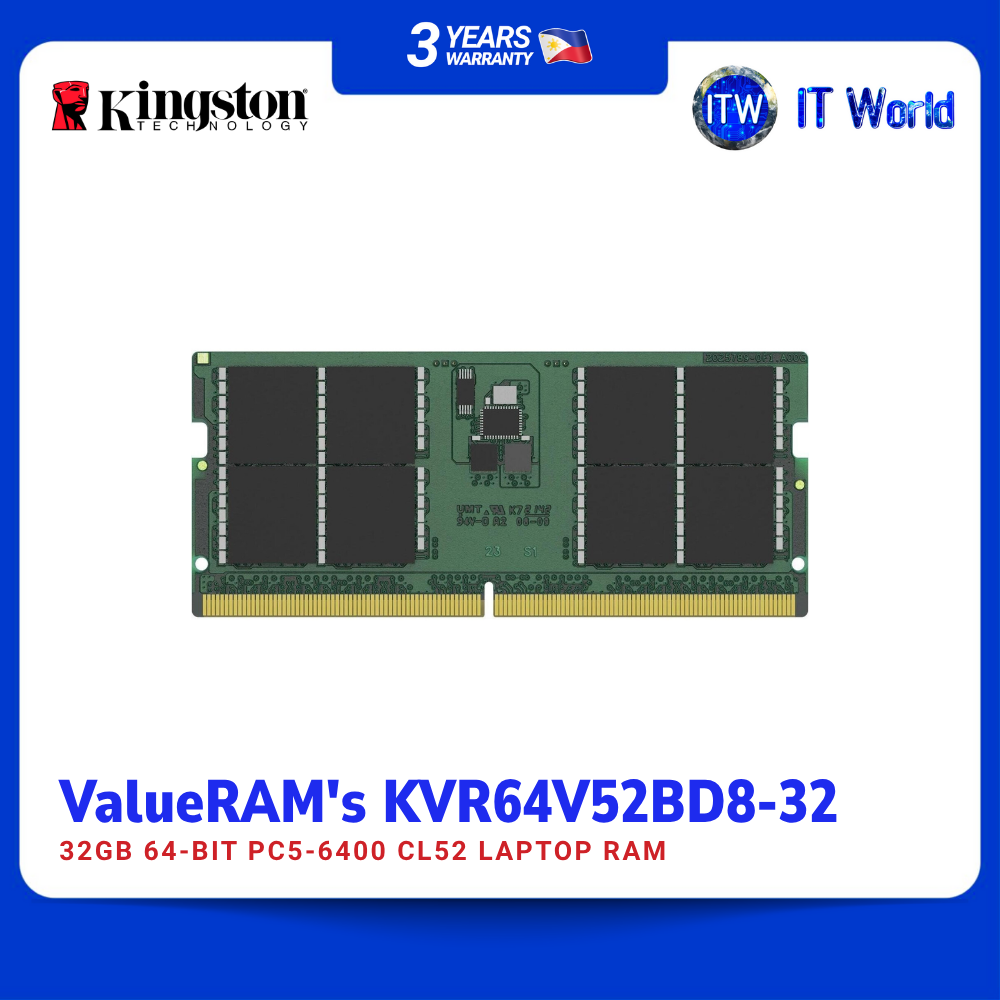 Kingston KVR64V52BD8-32 DDR5 32GB 6400MHz CL52 Laptop Memory SODIMM itw