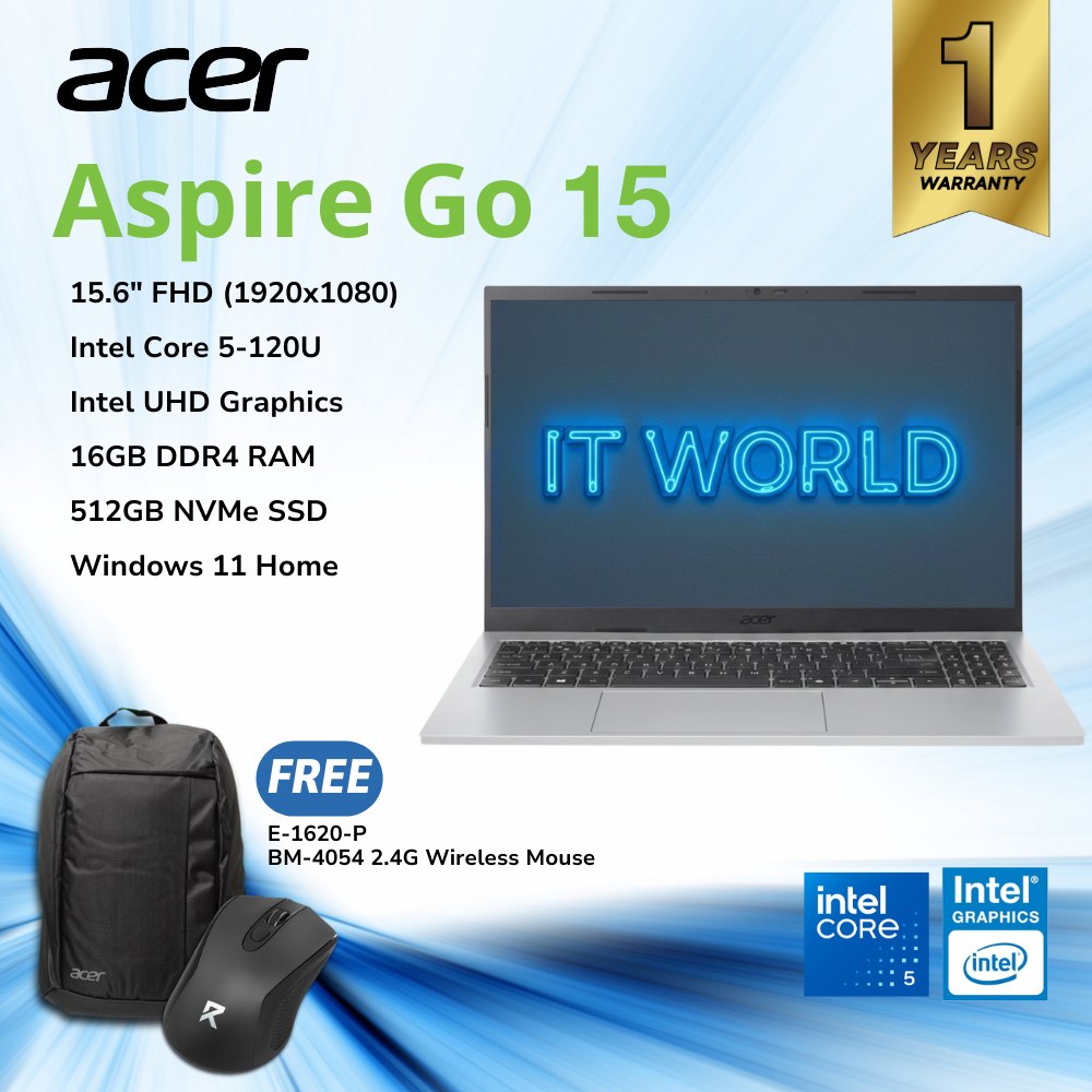 Acer Aspire Go 15 AG15-72P-520Q i5-120U 2x8GB RAM 512GB NVMe SSD IPS FHD Laptop itw