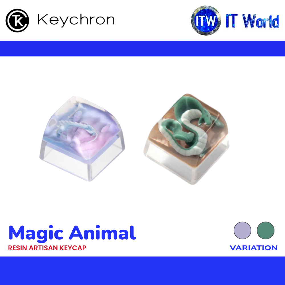 Keychron Magic Animal Resin Artisan Keycap Backlight Shine-Through (Purple Dragon | Green Snake) | itw