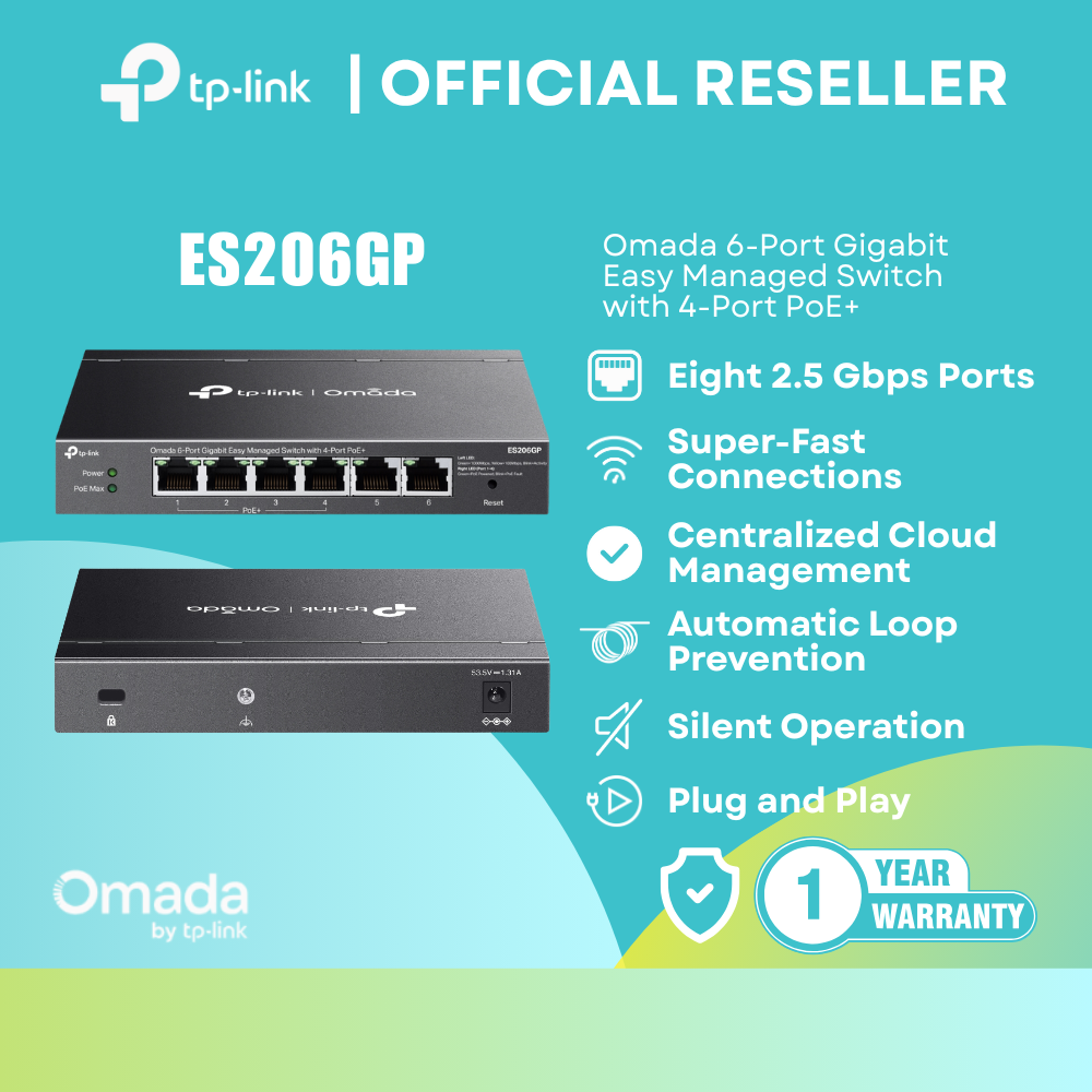TP-Link ES206GP 6-Port Gigabit Easy Managed PoE+ Switch itw