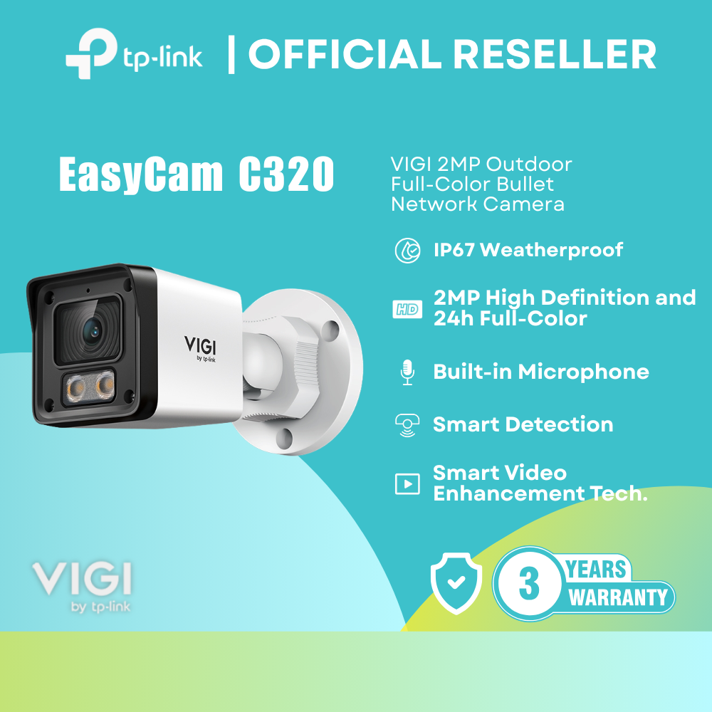 TP-Link EasyCam C320 VIGI 2MP Full-Color Outdoor Bullet IP Camera itw