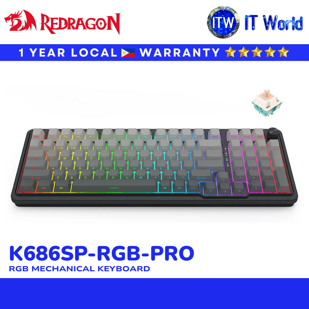 Redragon Eisa Pro 3 Modes Swappable RGB Mechanical Keyboard Gradient Gray (K686SP-RGB-Pro) | itw