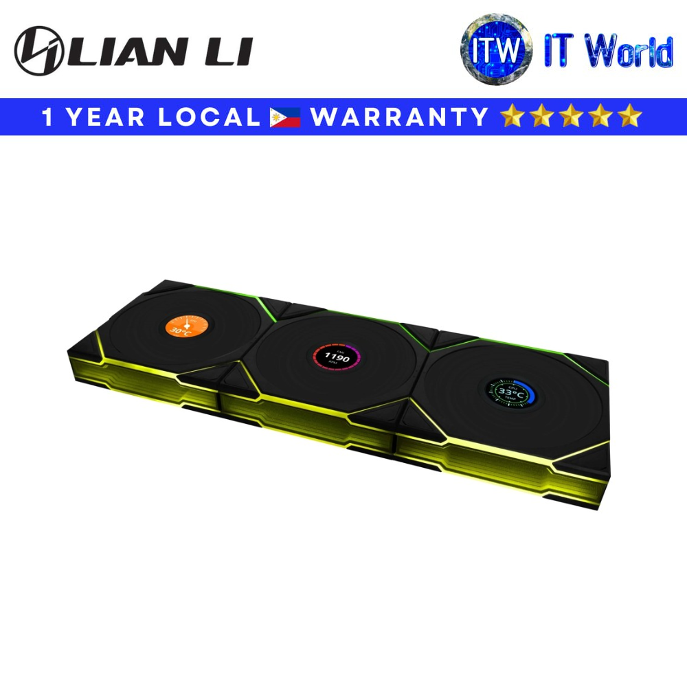 Lian Li Computer PC Fan 3x120mm UNI FAN TL Wireless LCD RGB Case Fan (Black | White) | itw