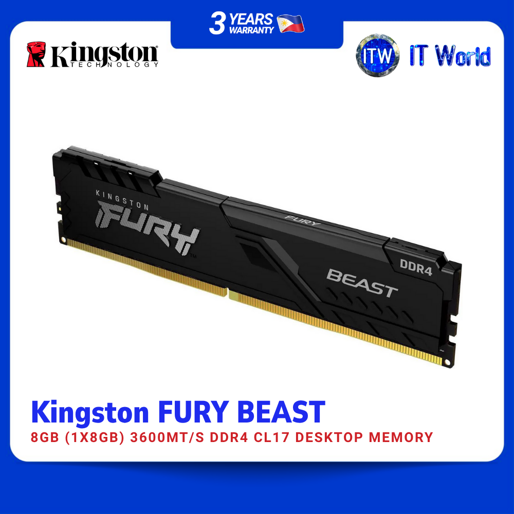 Kingston FURY Beast 8GB (1x8GB) 3600MT/s DDR4 CL17 Desktop Memory (KF436C17BB/8) | itw