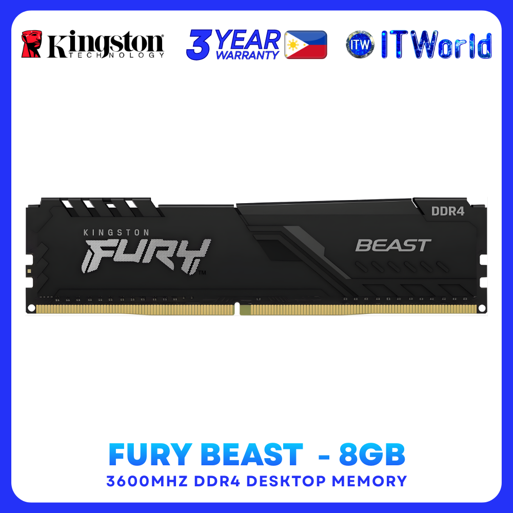 Kingston FURY Beast 8GB (1x8GB) 3600MT/s DDR4 CL17 Desktop Memory (KF436C17BB/8) | itw