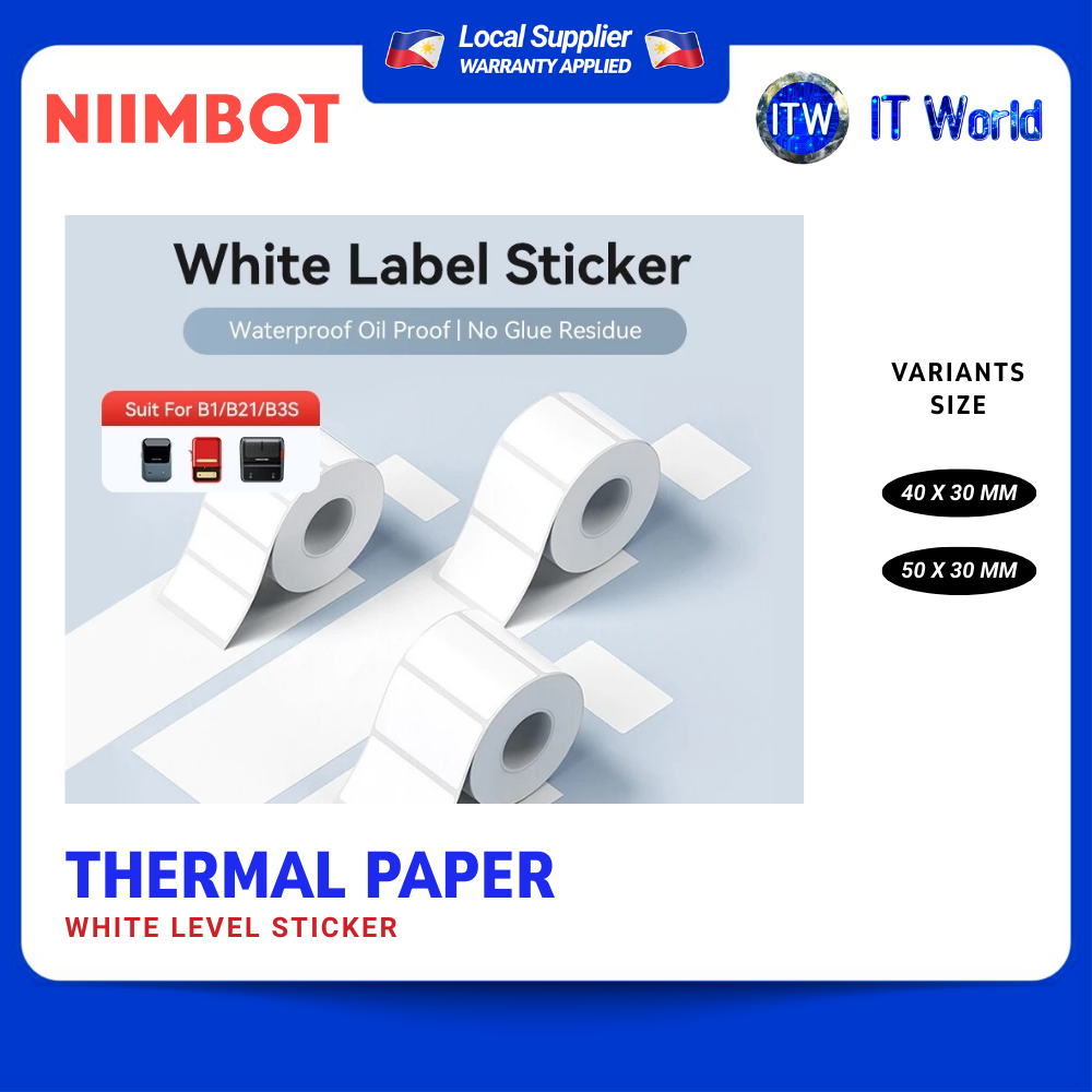 Niimbot White Label Sticker Waterproof Oil Proof Thermal Label Paper | itw