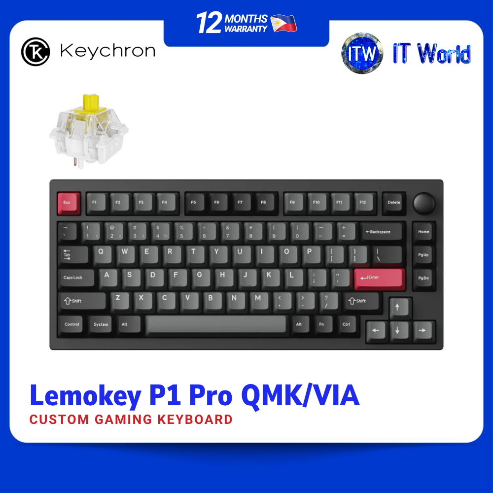 Keychron Lemokey P1 Pro 75% RGB Hot-Swappable Wireless Gaming Keyboard Super Banana Switch itw