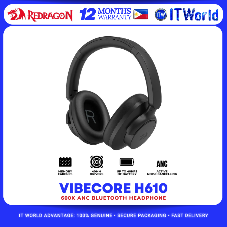 Redragon H610 Vibecore 600X - ANC, Bluetooth, 40mm Driver Headphone for PC & Mobile