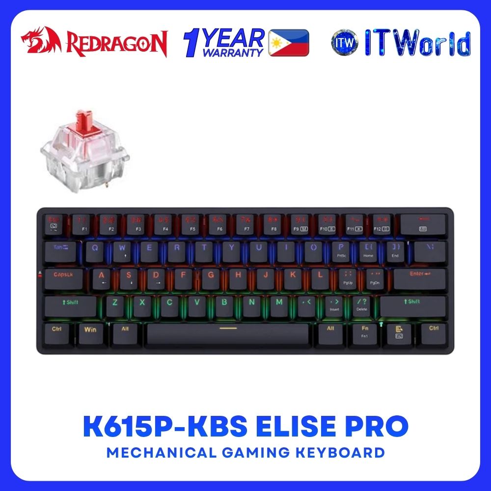 Redragon K615P-KBS Elise Pro Hot-swappable RGB Mechanical Gaming Keyboard Black - Red Switch