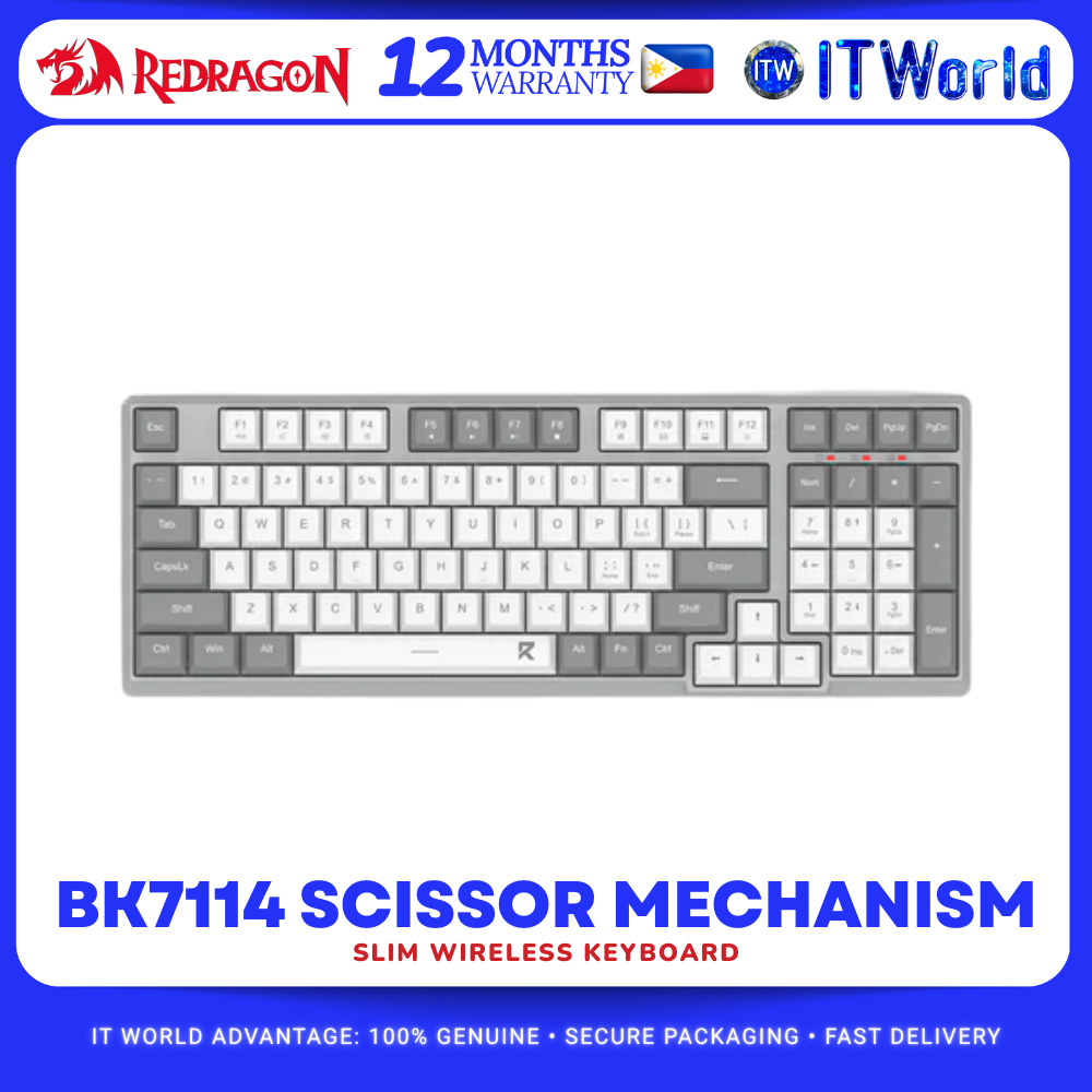 Redragon BK-7114WG Wireless 96% Scissor Keyboard White/Grey itw