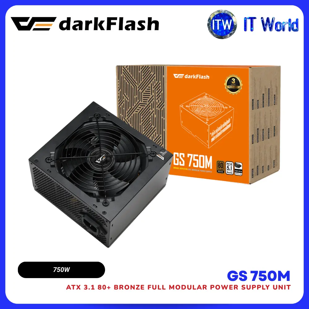 DarkFlash GS Series PSU – ATX 3.1 PCIe 5.1 80+ Bronze Full Modular Power Supply Unit itw